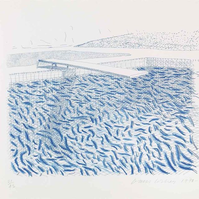 David Hockney — Литографская вода, выполненная из линий и мелков (Токио, 254)