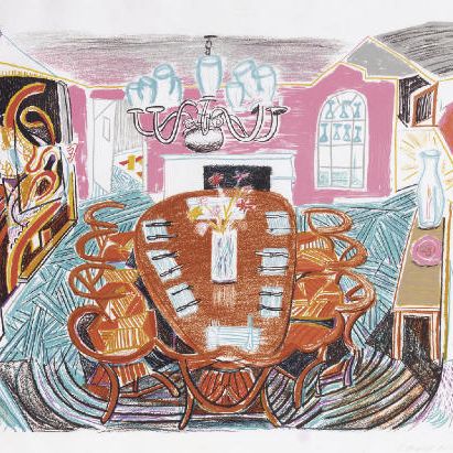 David Hockney — Столовая Тайлера из серии "Движущийся фокус" (T. 278; M.C.A.T. 261)
