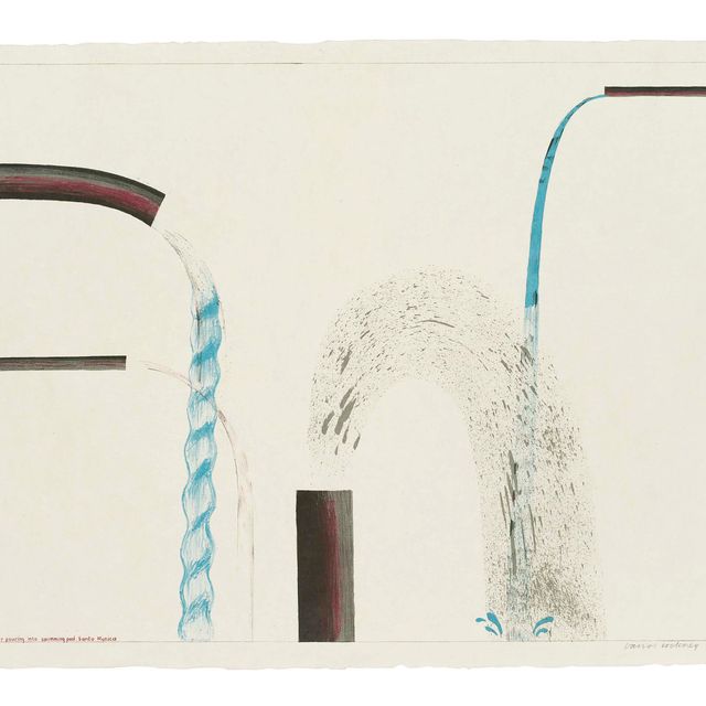 David Hockney — Вода, льющаяся в бассейн в Санта-Монике (Сан-Франциско, 38; Токио, 38)