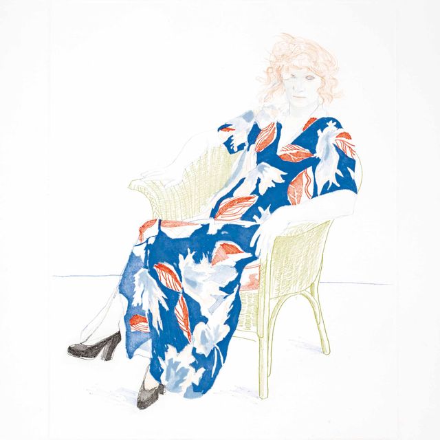 David Hockney — Селия в плетеном кресле