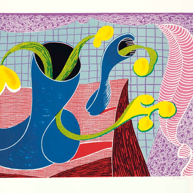 David Hockney — Четыре цветка в натюрморте