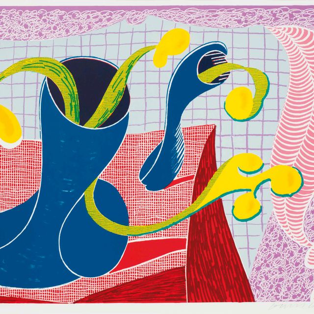 David Hockney — Четыре цветка в натюрморте