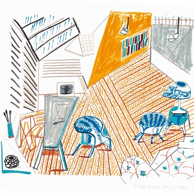 David Hockney — Студия в Пемброке с синими стульями и лампой от Moving Focus