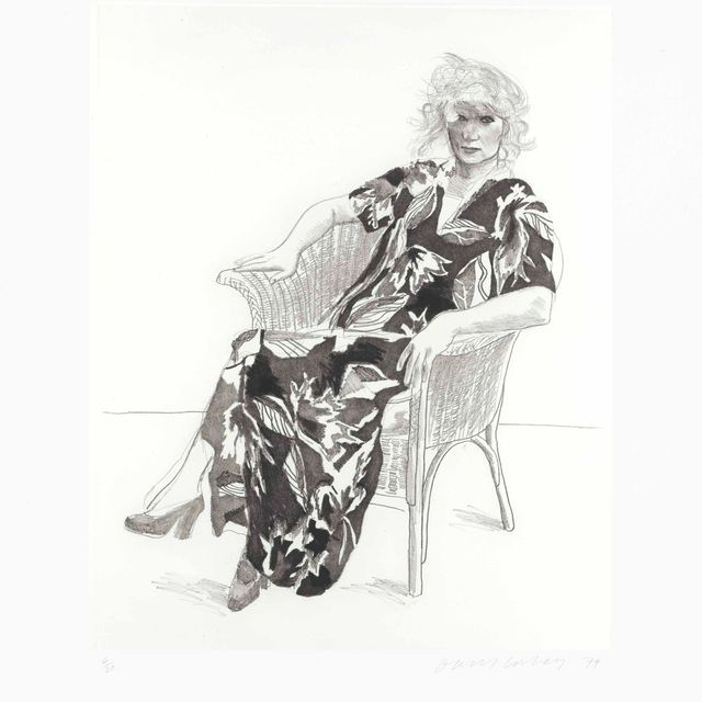 David Hockney — Селия в плетеном кресле