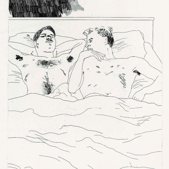 David Hockney — В унылой деревне, из: Иллюстраций к четырнадцати стихотворениям К.П. Кавафиса (S.A.C. 54; Токио, 54)