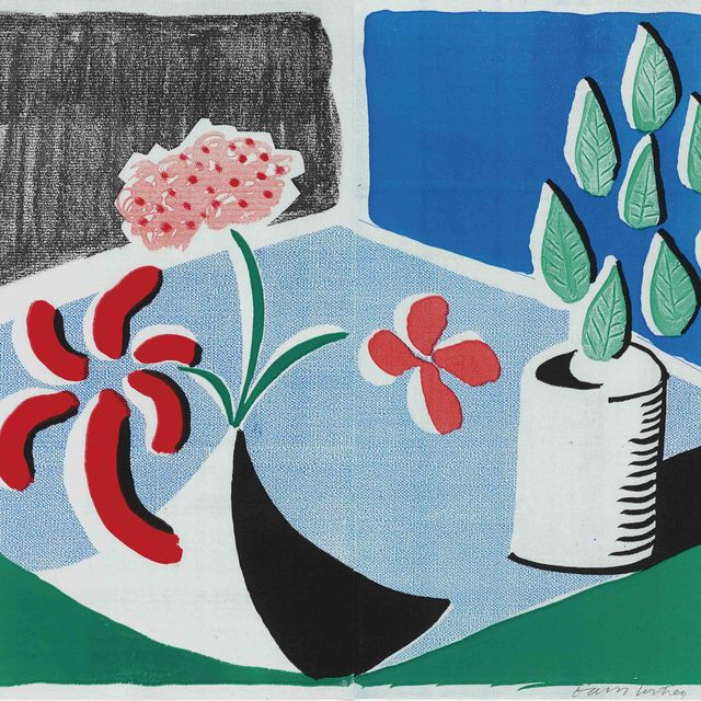 David Hockney — Красные цветы и зеленые листья, отдельно друг от друга, май 1988 года (нет в МКАТ)