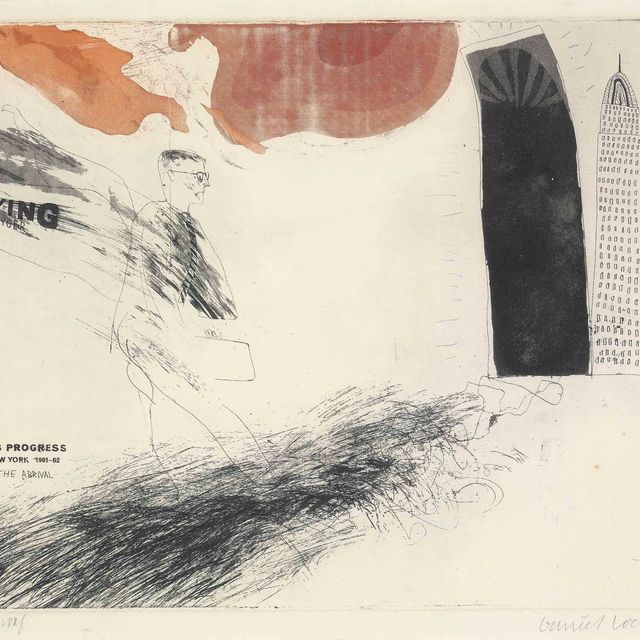 David Hockney — Прибытие, от: A Rake's Progress (Шотландский художественный совет, 17; Токио, 12)