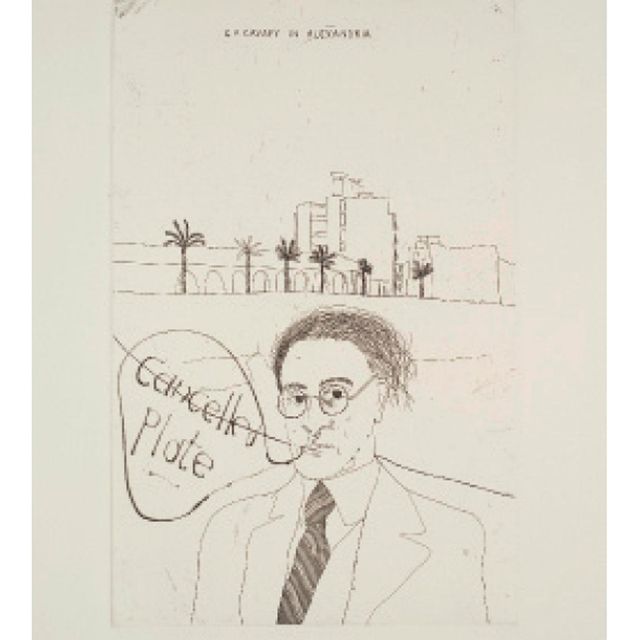 David Hockney — Портрет Кавафиса в Александрии, из: Иллюстрации к четырнадцати стихотворениям К.П. Кавафиса (S.A.C. 47; Токио, 47)