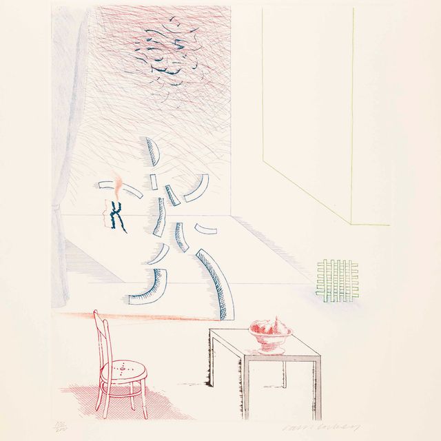 David Hockney — Tick it, tock it, turn in true, 15-й выпуск "Голубой гитары" (Шотландский художественный совет, 213 ; Токио, 192)