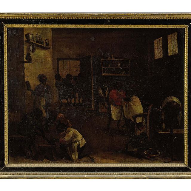 David Teniers the Younger — Певческий зал : обезьяны в парикмахерской