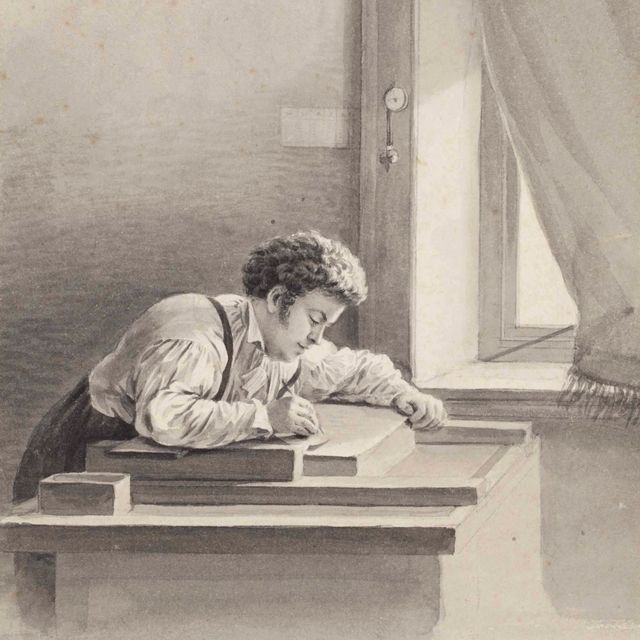 Dutch School — Художник, рисующий на литографском камне