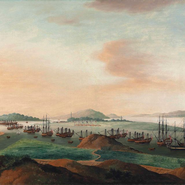 Dutch School — Якорная стоянка Вампоа, с острова Дейнс, с британскими, американскими, португальскими, французскими, шведскими, датскими и голландскими судами