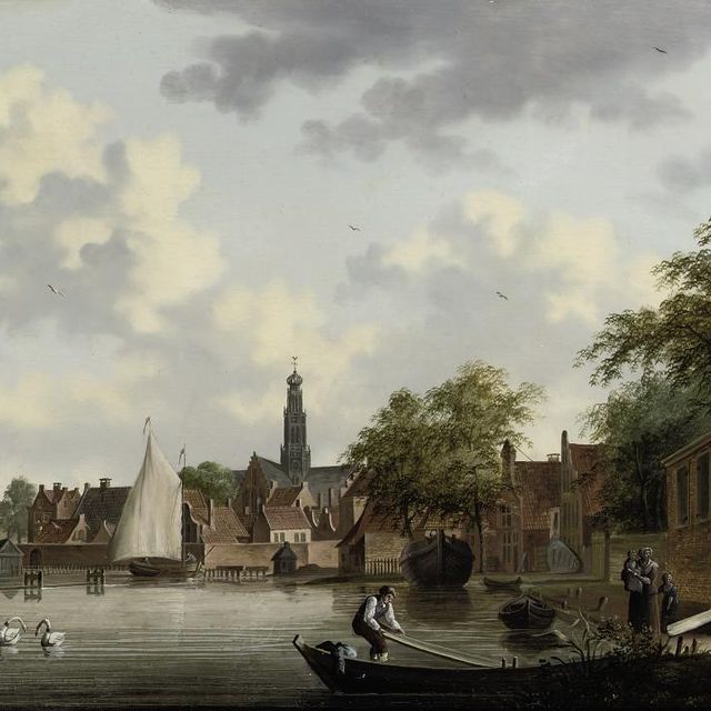 Dutch School — Вид на Харлем с Эджеспортом и церковью Святого Бавона
