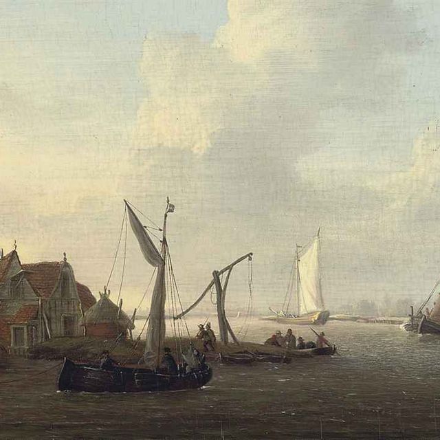 Dutch School — Прибрежная деревня с судоходством