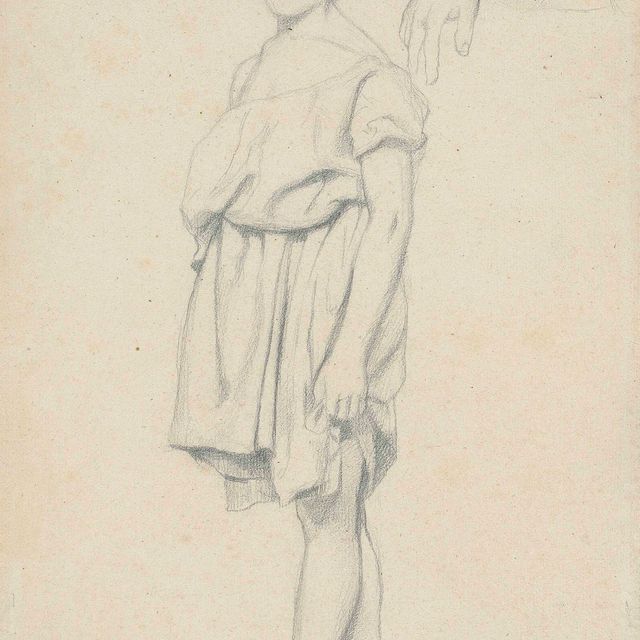 Edgar Degas — Задрапированная фигура в профиль слева и изображение руки