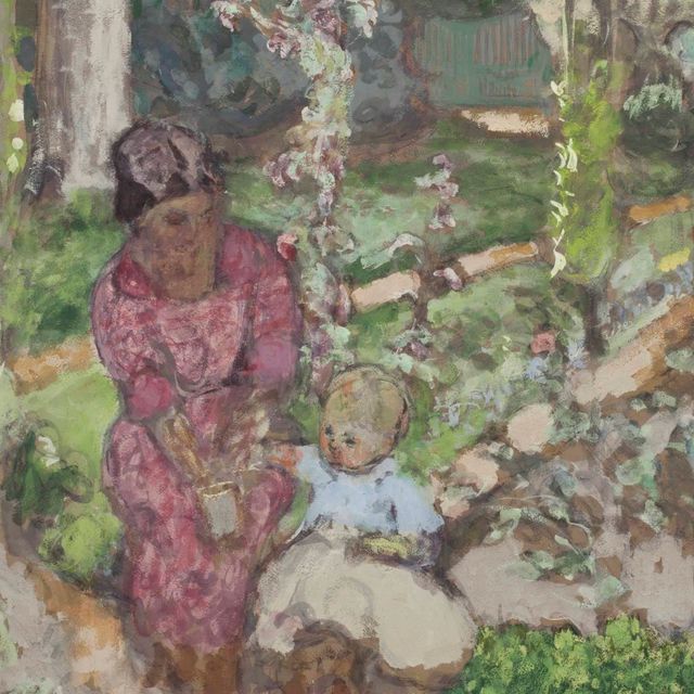 Edouard Vuillard — Мадлен Де Корпс и сын Бернара в саду (этюд I)