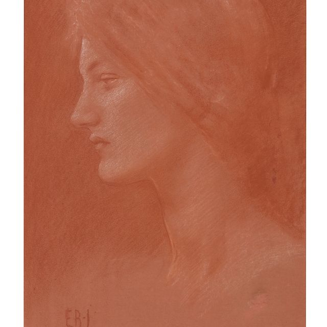Edward Burne-Jones — Голова молодой девушки в профиль слева для морской нимфы в фильме "Персей и морские нимфы" ("Персей и Нереиды"): Вооружение Персея (вторая версия), серия "Персей"