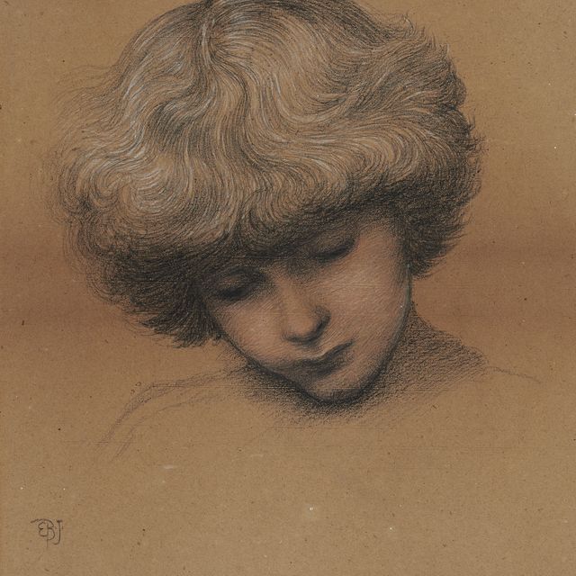 Edward Burne-Jones — Руководитель Филип Коминс Карр (р.1874), смотрит вниз, 7 лет: учится петь в хоре "Король Кофетуа и нищенка"