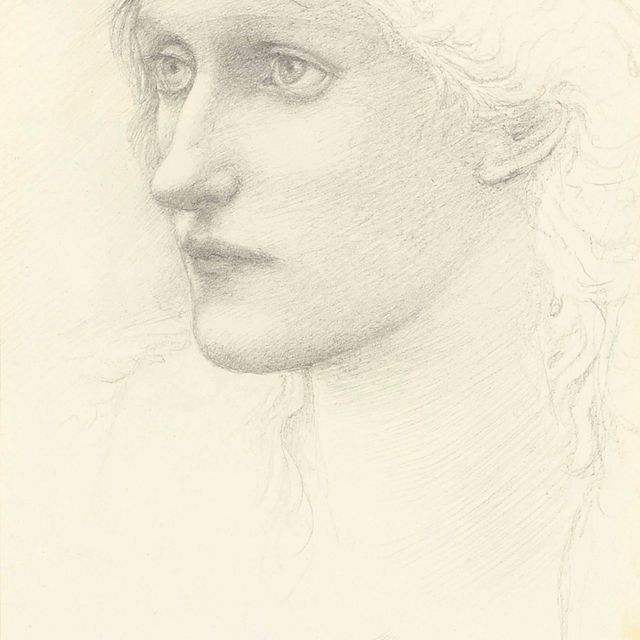 Edward Burne-Jones — Этюд для головы королевы в фильме "Артур в Авалоне"