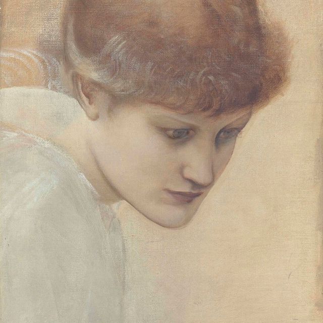 Edward Burne-Jones — Главный этюд Дороти Дин, смотрящей вниз, для "Золотой лестницы"