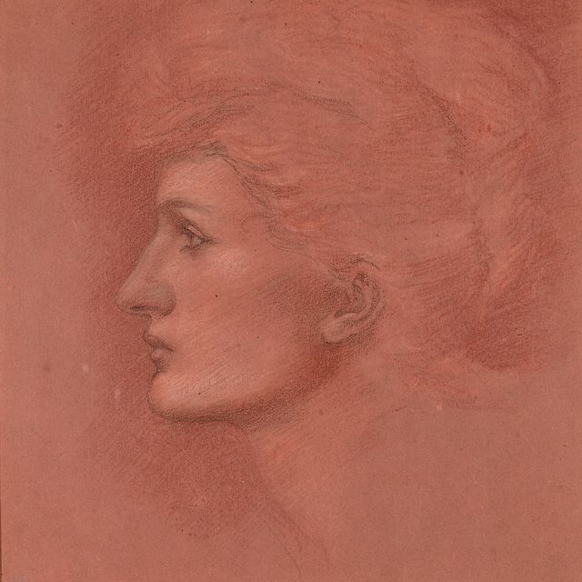 Edward Burne-Jones — Портрет Кейт Долан, повернутой в профиль справа