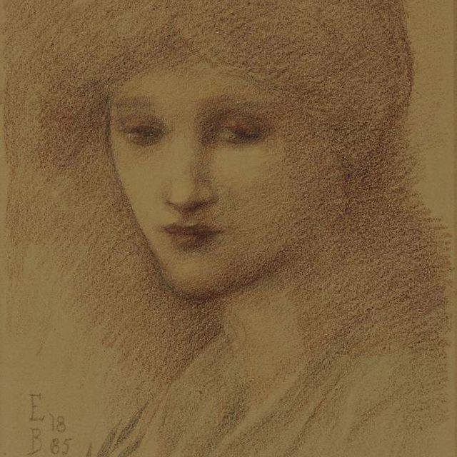 Edward Burne-Jones — Портрет Лоры Литтелтон, урожденной Теннант, во весь рост, с опущенными глазами