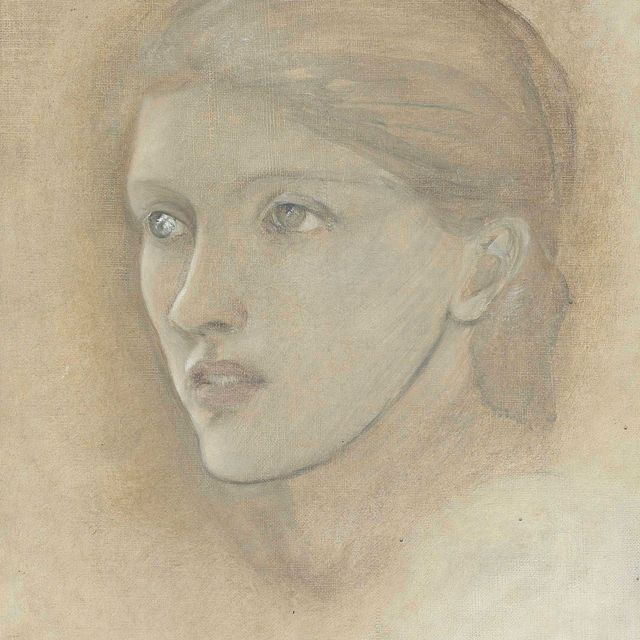 Edward Burne-Jones — Женский кабинет, смотрящий направо, на "Золотую лестницу", возможно, Мэри Стюарт Уортли, позже графини Лавлейс