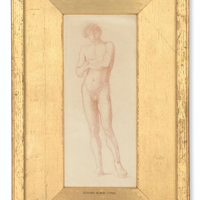 Edward Burne-Jones — Этюд обнаженного мужчины, стоящего вертикально ; Набросок сутулой фигуры (оборотная сторона )
