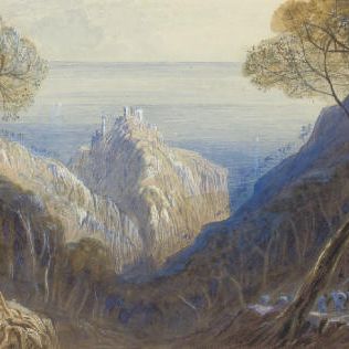 Edward Lear — Вид на Эз, Лазурный берег, Франция