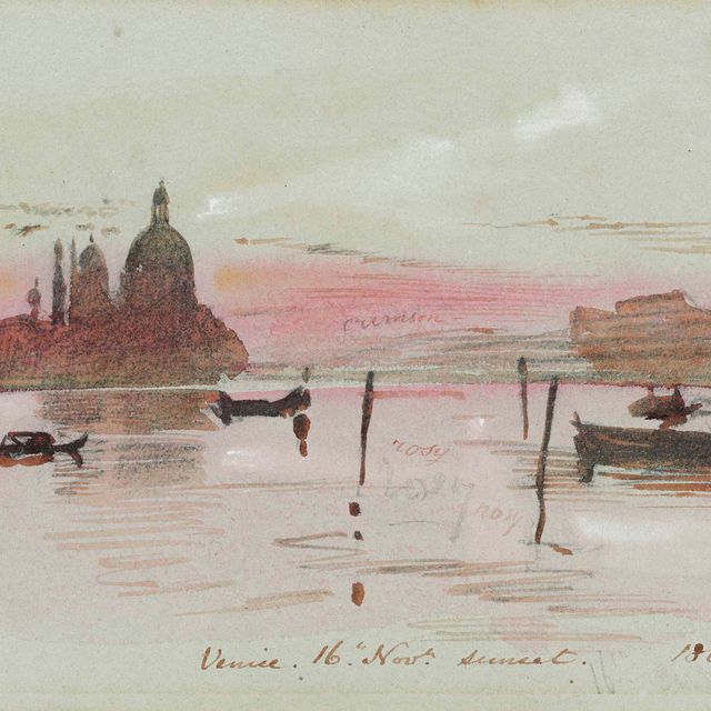 Edward Lear — Венеция: Санта-Мария-дель-Салюте, вид с Рива-дельи-Скьявони, закат