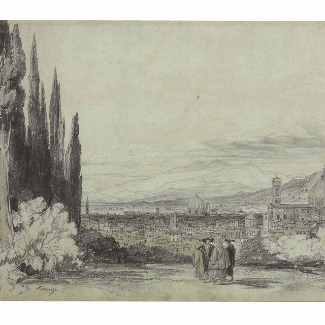 Edward Lear — Вид на Флоренцию с Кафедральным собором вдалеке