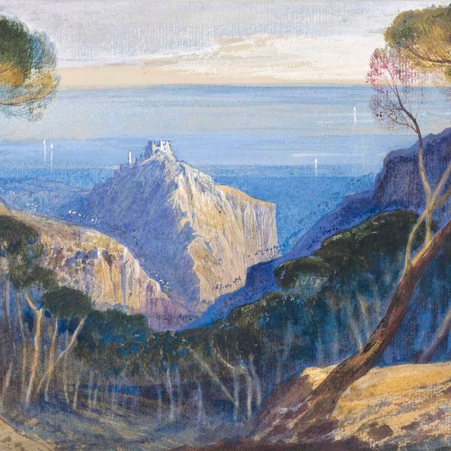 Edward Lear — Вид на Эз, Лазурный берег, Франция