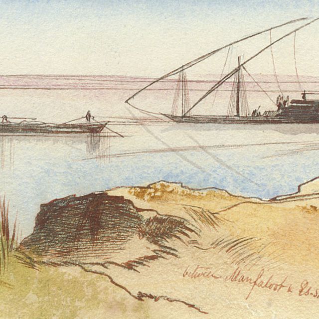 Edward Lear — Фелюги на участке Нила между Манфалутом и Асьютом, Египет