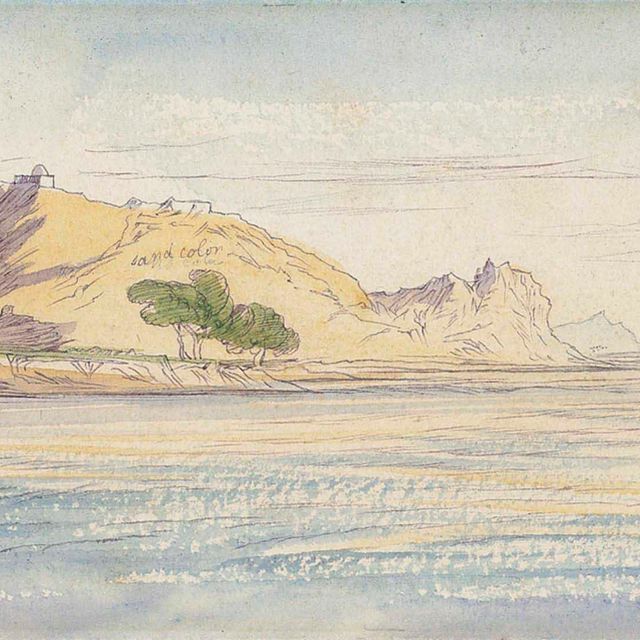 Edward Lear — Вид недалеко от Эль-Каба, Вади Халлал, Египет