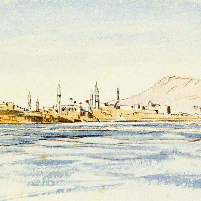 Edward Lear — Вид на Гиргу на берегу Нила