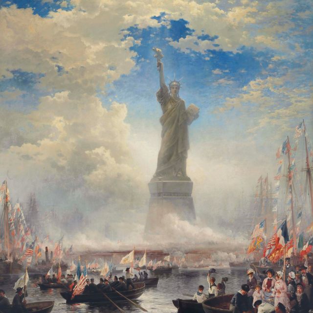 Edward Moran — Торговля народов, отдающих дань уважения Свободе
