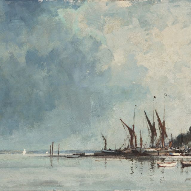Edward Seago — Баржи на Темзе в Пин-Милле, Саффолк