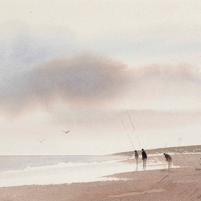 Edward Seago — Пляжная рыбалка