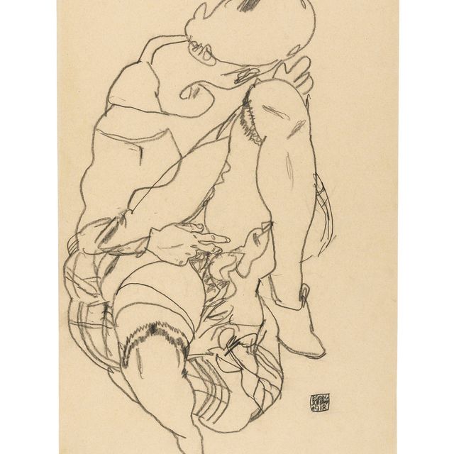 Egon Schiele — Сидящая модель с приподнятым левым коленом