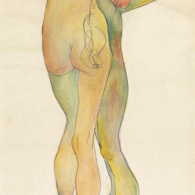 Egon Schiele — Цвей стехенде Акт