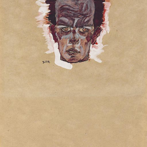 Egon Schiele — Сельбстбилднис, Копф ( справа ); Портрет Ханса Массманна ( сзади )