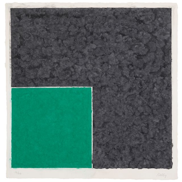 Ellsworth Kelly — Изображение на цветной бумаге XVIII (зеленый квадрат с темно-серым рисунком)