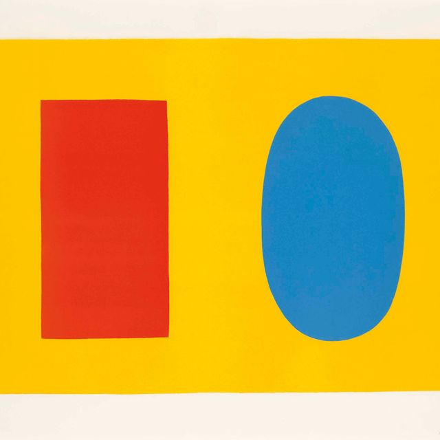 Ellsworth Kelly — Оранжевый и синий поверх желтого