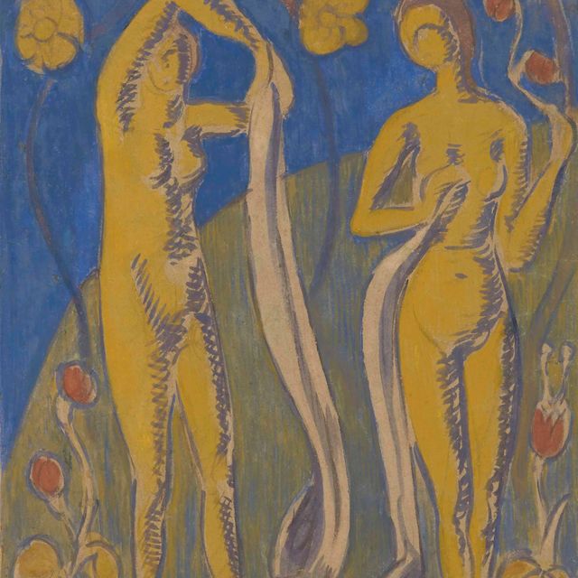 Émile Bernard — Женщины, живущие на голубом фоне