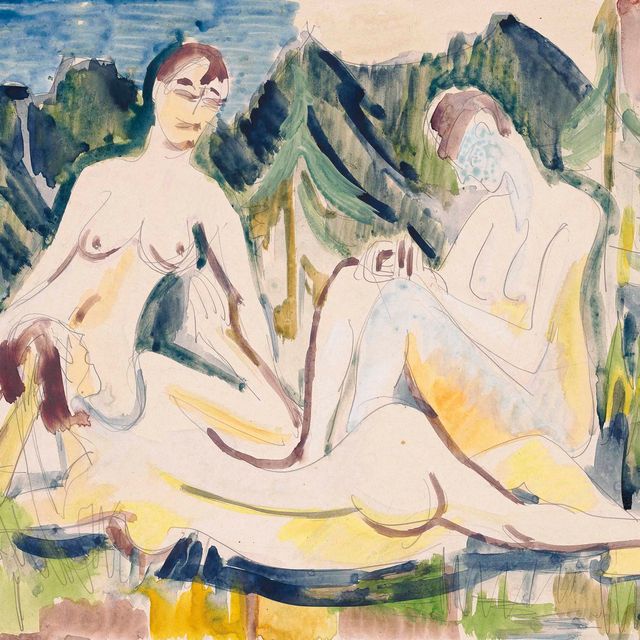 Ernst Ludwig Kirchner — Мечта о действии в Вальдвизе (Drei weibliche Aktfiguren im Wald)