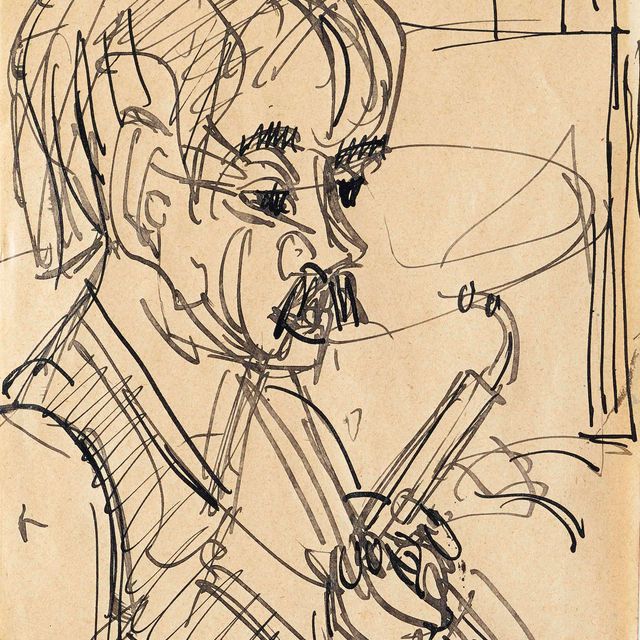 Ernst Ludwig Kirchner — Бауэрнкопф мит Пфейфе, ум, 1919
