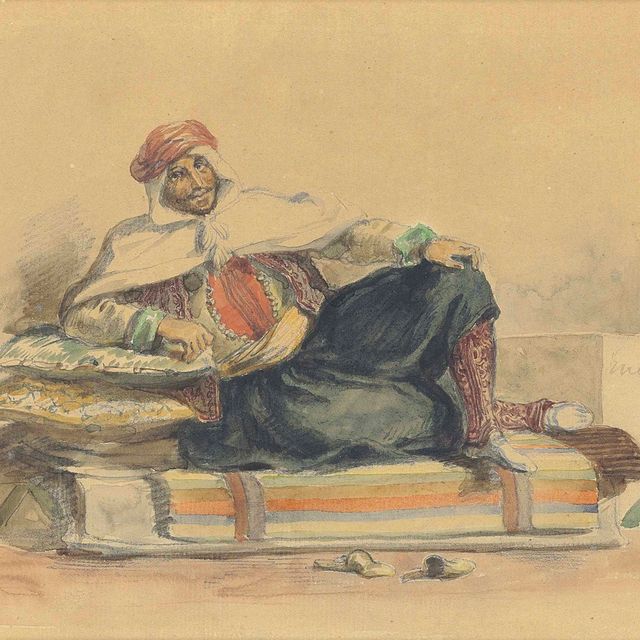 Eugène Delacroix — Бербер, сидящий на низкой кушетке