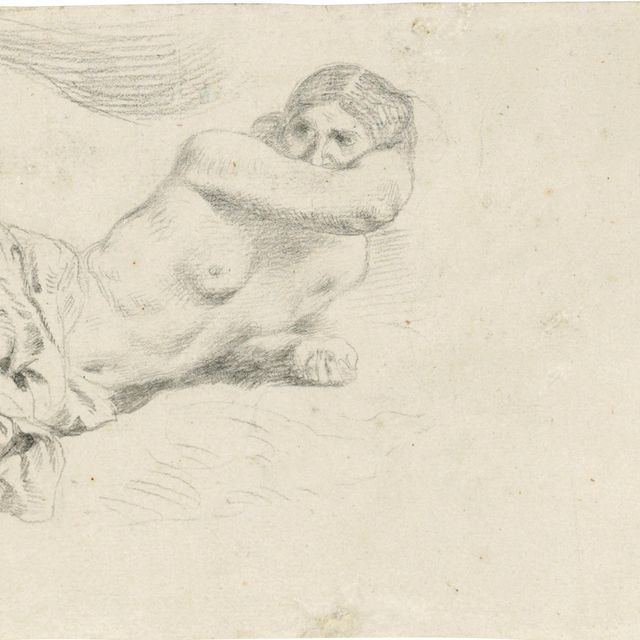 Eugène Delacroix — Лежащая задрапированная женщина и сидящая обнаженная женщина