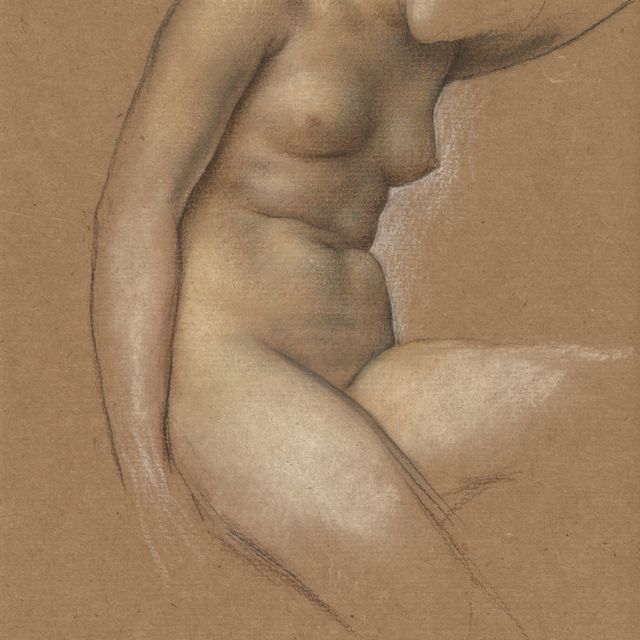Evelyn De Morgan — Женский этюд в обнаженном виде для "Лунных лучей, погружающихся в море"