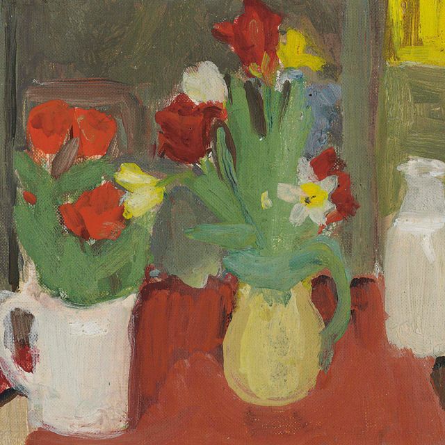 Fairfield Porter — Тюльпаны и бутылка молока №1